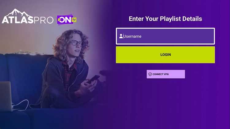 Écran de connexion et playlist de l'application Atlas Pro ONTV APK